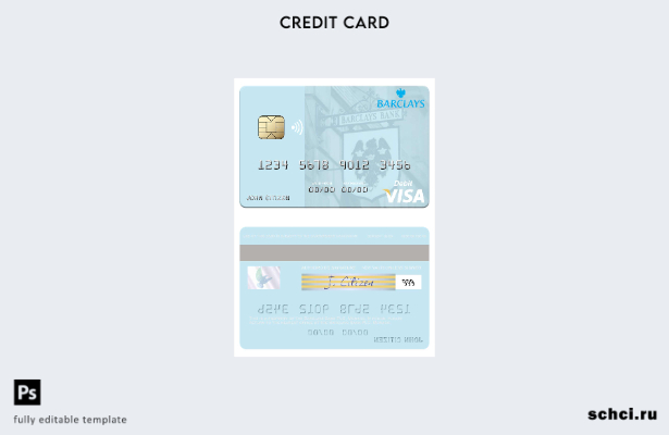 цифровая загрузка шаблона дебетовой карты Visa Monaco Barclays Bank PLC